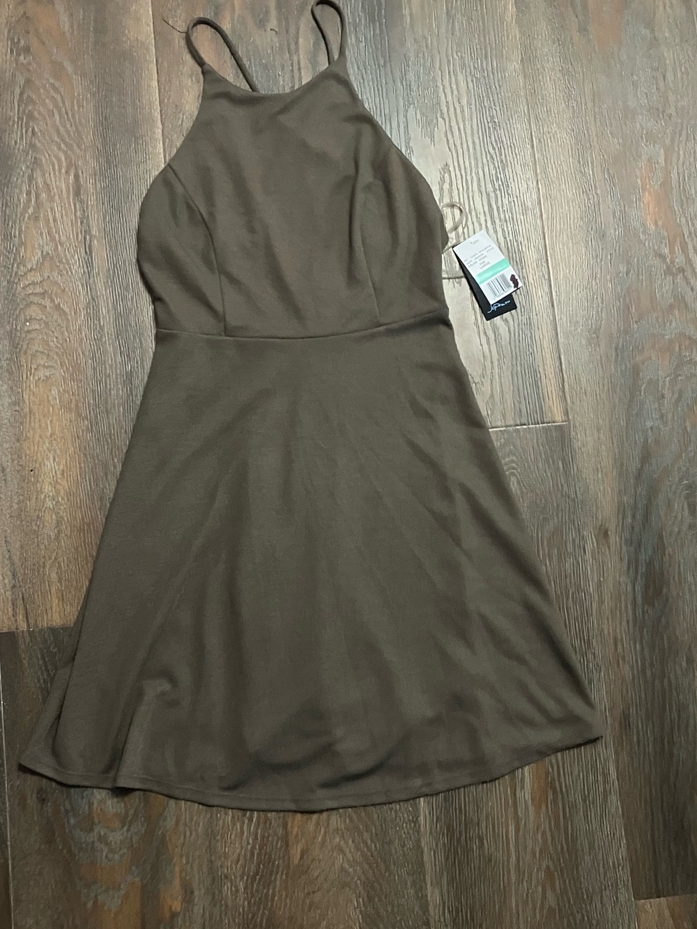 Soprano Olive Brown Halter A-Line Dress